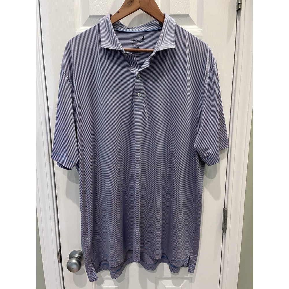 Johnnie-O Performance Polo Purple Pink Striped XXL UPF50 Craft Farms Golf Club‎ - Picture 2 of 8